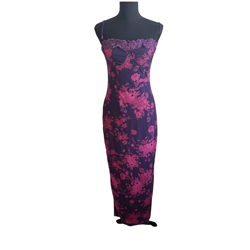 Chyrii Women Fairy Grunge Whimsigoth Purple Mesh Babydoll Maxi Dress Large Y2K
